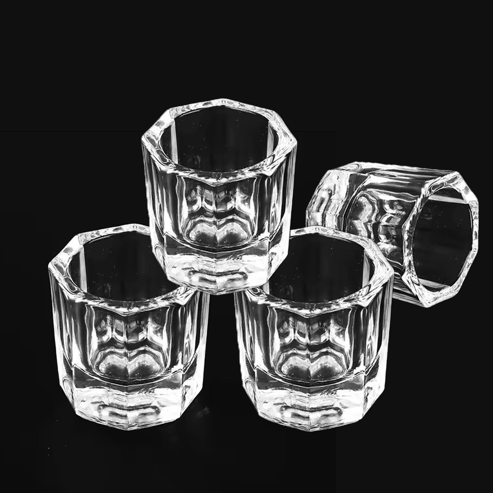 Acrylic Powder Clear - ネイルアートクリスタルガラス透明アクリル小さな八角形パウダー液体ネイルカップネイルブラシ洗浄液ミキシングボウルツール