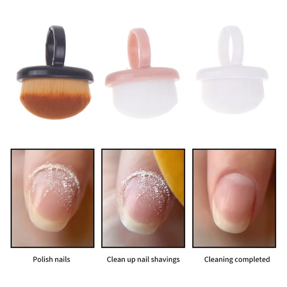 Nail Art For Men - 調整可能な楕円形ネイルアートダストブラシ ジェルダストクリーニング プラスチックリング型ブラシ DIY マニキュアツール バックルブラシ
