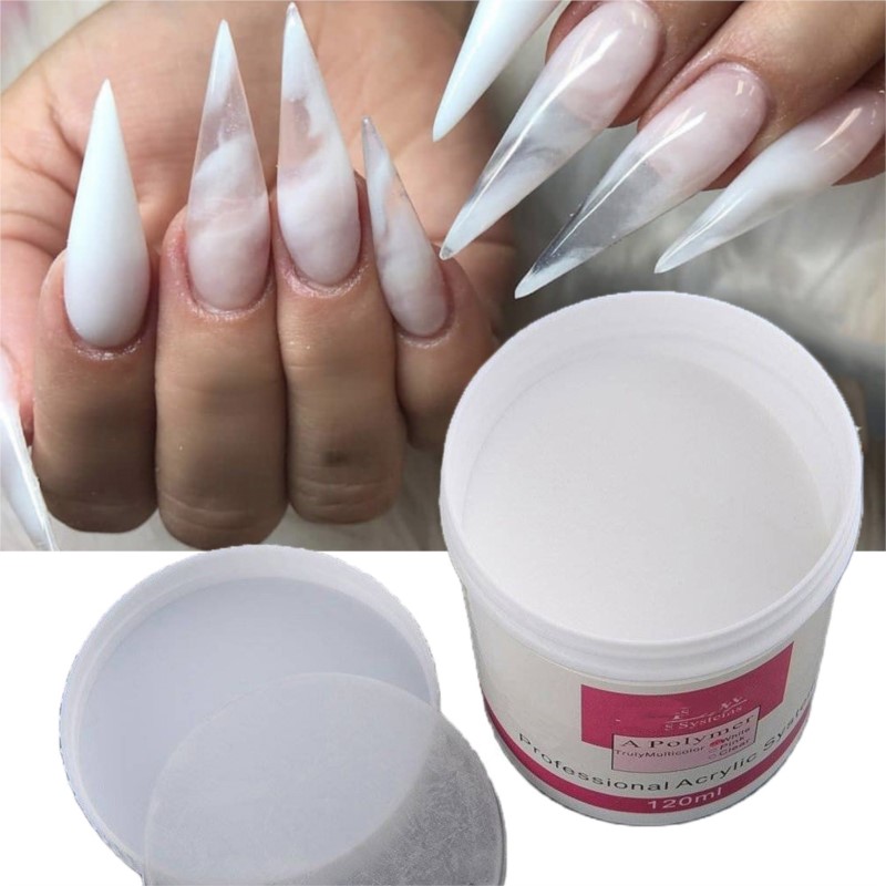 Acrylic Powder Clear - ネイルチップ用アクリルパウダー,1ポット,120ml,4オンス,白/ピンク/透明,マニキュア/日曜大工/カービングエクステンション