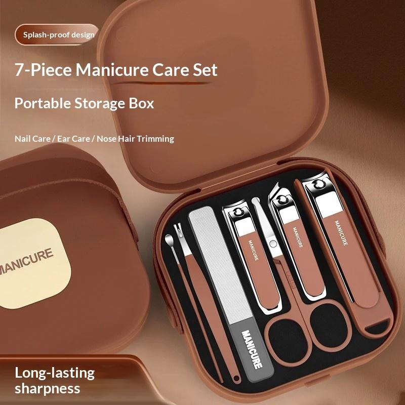 Nail Art For Men - 7/8点入りネイルアートツールセット、ネイルカットキット、ネイルファイルとケアツール、高級ネイルケアツール（男女兼用）、精密なマニキュア用具
