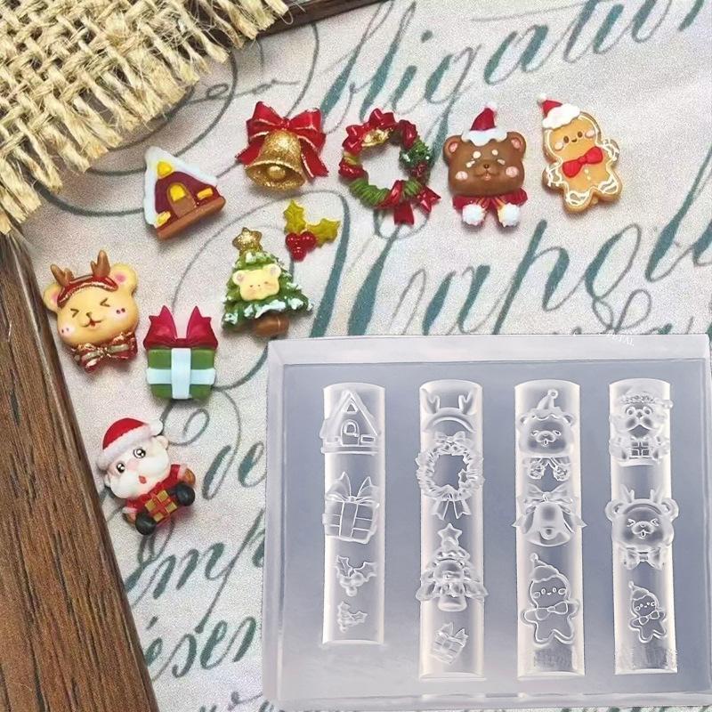 クリスマス雪だるまクリスマスツリー3Dネイルモールドエルクジ - Nail Art For Men のレビューと価格