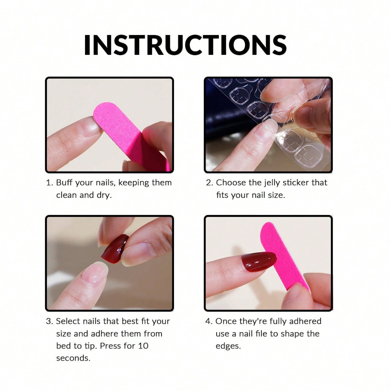 ミディアムアーモンド10枚入りプレスオンネイル、ヌードピンク - Nail Art Fake のレビューと価格