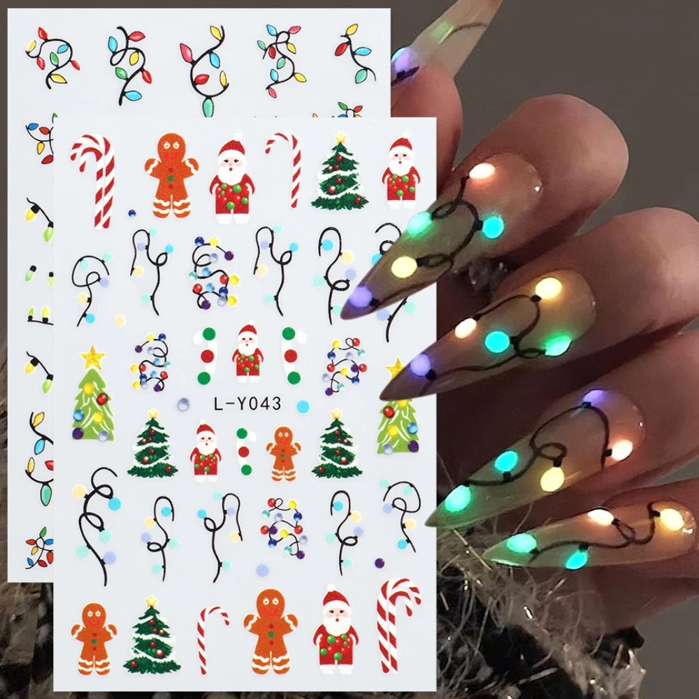 発光ランタン クリスマスネイルアートステッカー カラフルな電 - Nail Art For Men のレビューと価格