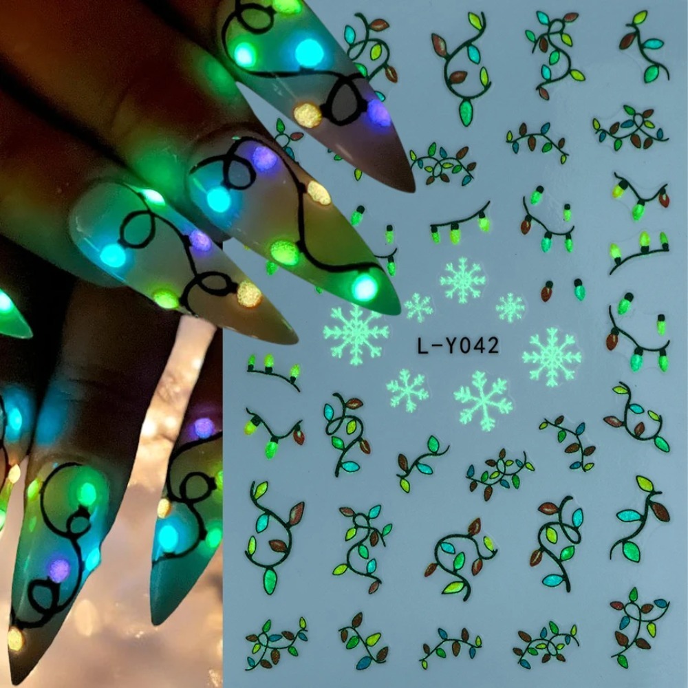 発光ランタン クリスマスネイルアートステッカー カラフルな電 - Nail Art For Men のレビューと価格