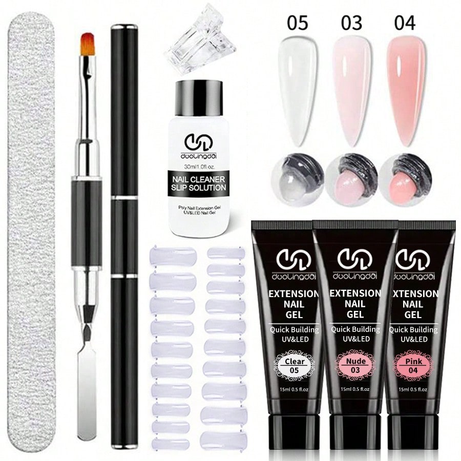 8個/セット ポリエクステンションジェルセット ネイルアート - Acrylic Powder Clear のレビューと価格