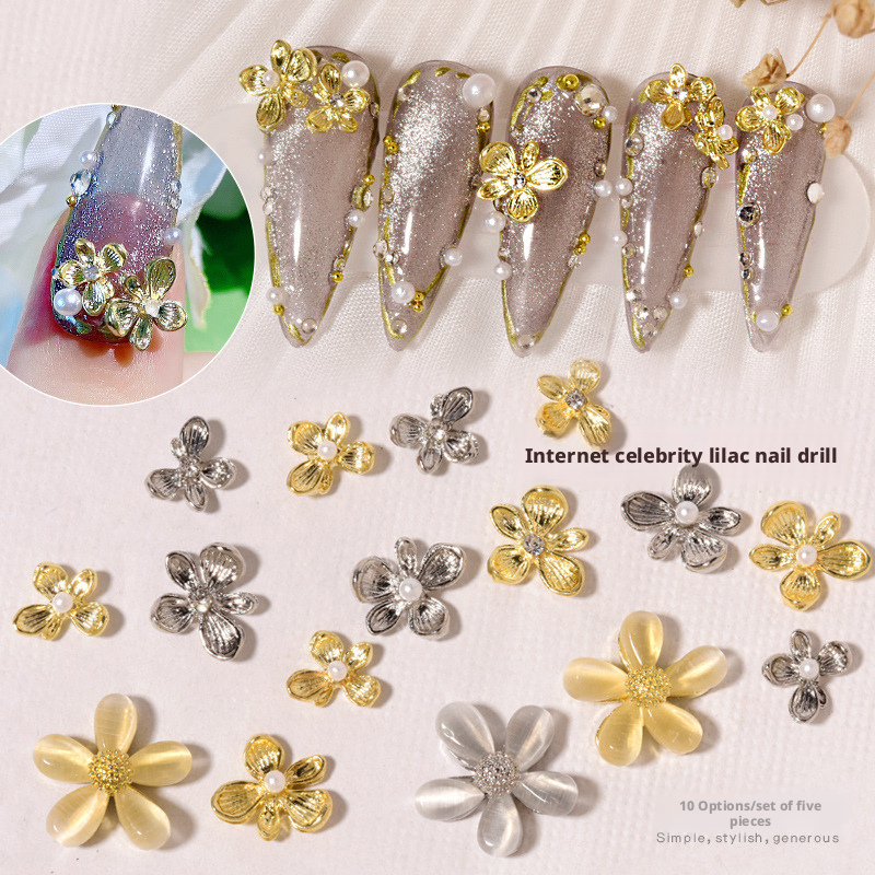 10 個 Y2K ライラックフラワー 3D ネイルデコレーシ - Nail Art Lilac のレビューと価格