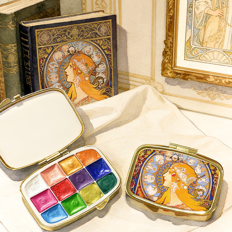 ゴッホ星月夜グリッター水彩絵具セット12色固形顔料アートペイ - Nail Art Van Gogh のレビューと価格