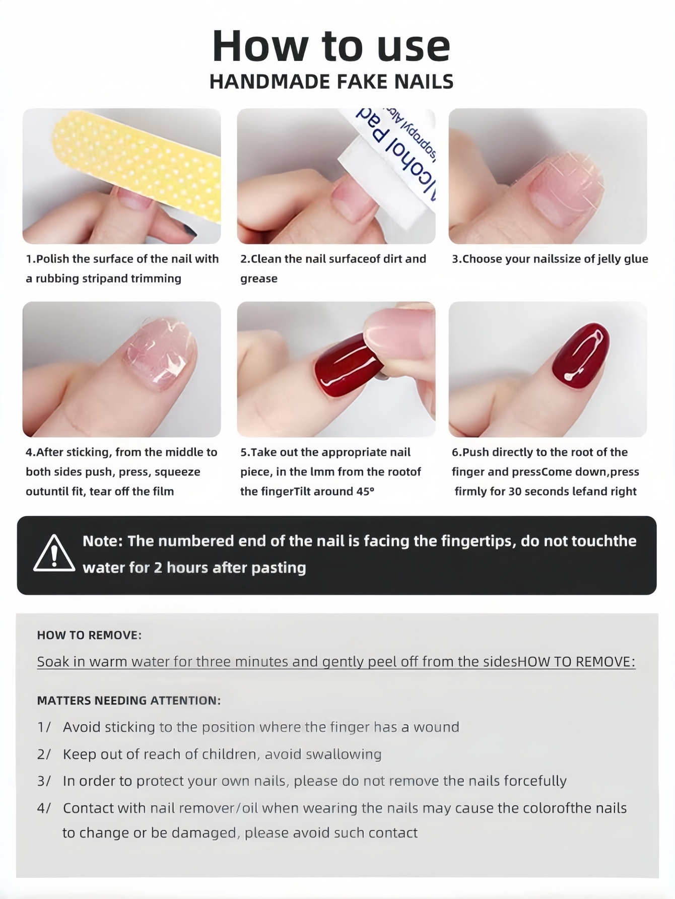10ピースセット、アーモンド型のつけ爪、黒と白のコントラスト - Nail Art Fake のレビューと価格
