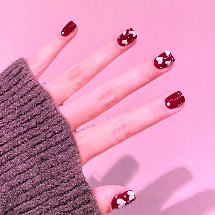 24枚入り/セット ショートスクエアフェイクネイル 女性用  - Nail Art Fake のレビューと価格