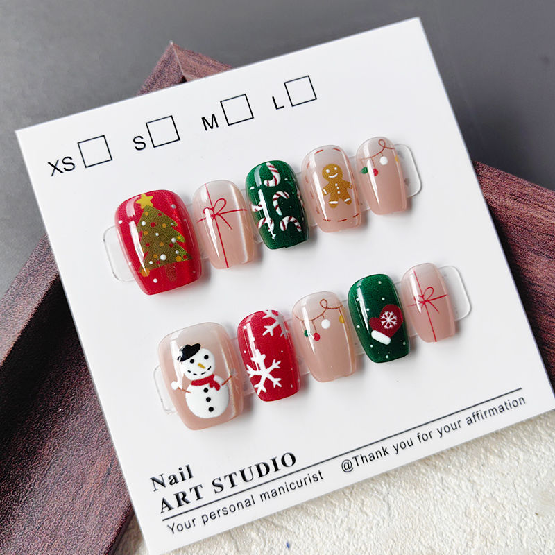 10枚入り クリスマス ハーフハンドメイド つけ爪 スウィー - Nail Art Fake のレビューと価格