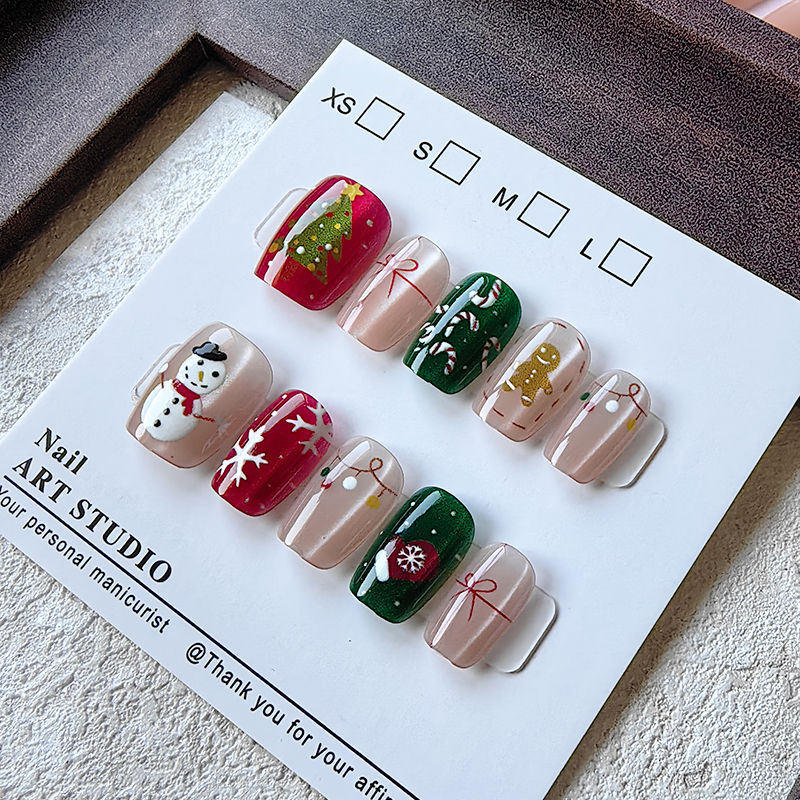 10枚入り クリスマス ハーフハンドメイド つけ爪 スウィー - Nail Art Fake のレビューと価格