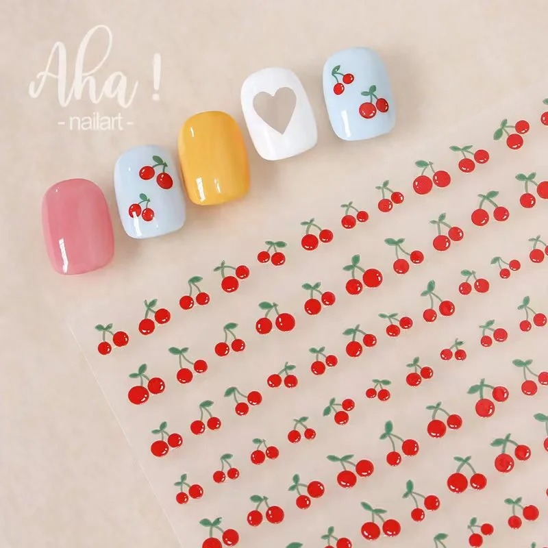 1 シート 3D スイートチェリーフルーツネイルアートステッ - Nail Art Red Cherry のレビューと価格