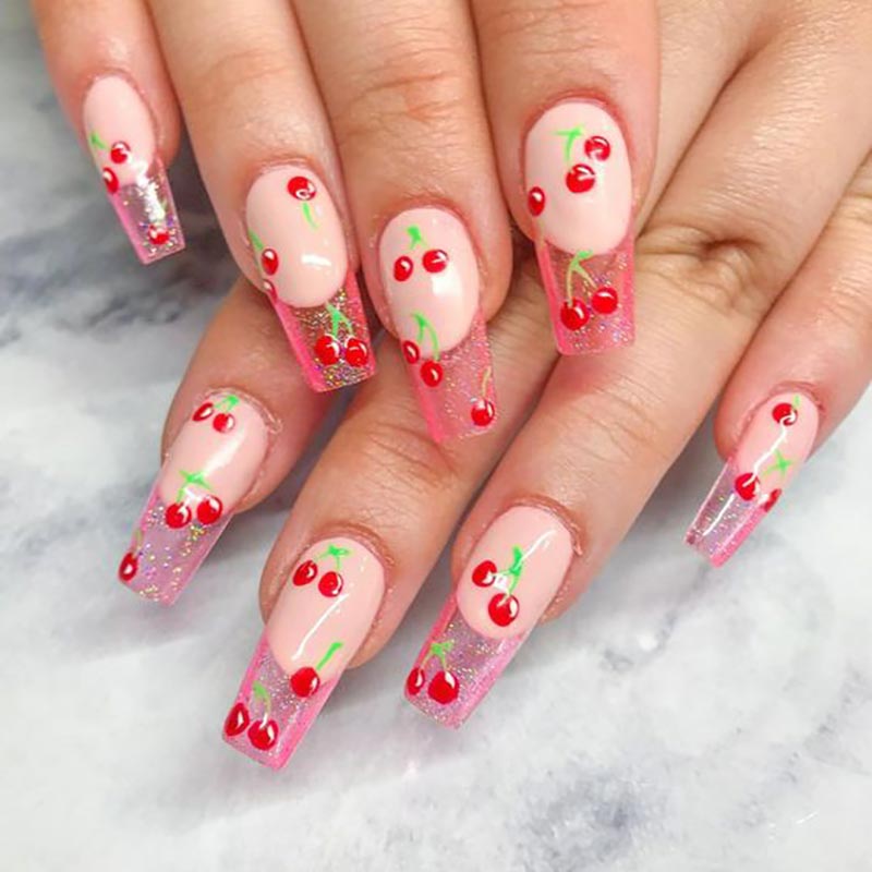 1 シート 3D スイートチェリーフルーツネイルアートステッ - Nail Art Red Cherry のレビューと価格