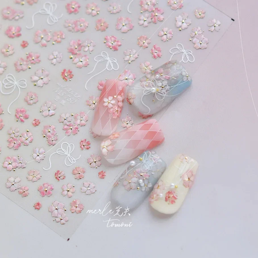 5D 花鳥蝶ネイルアートステッカー紫蘭ヤシ藤ライラック水仙花 - Nail Art Lilac のレビューと価格