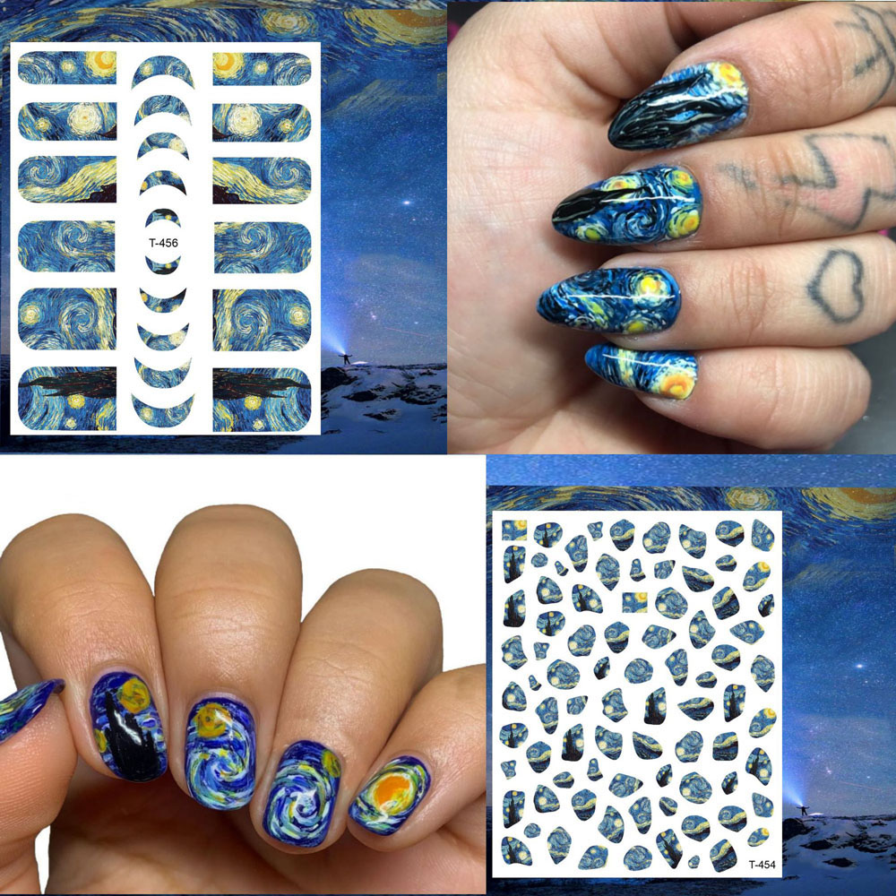 1 個ゴッホの夜ロマンチックなネイルアートステッカー粘着ムー - Nail Art Van Gogh のレビューと価格