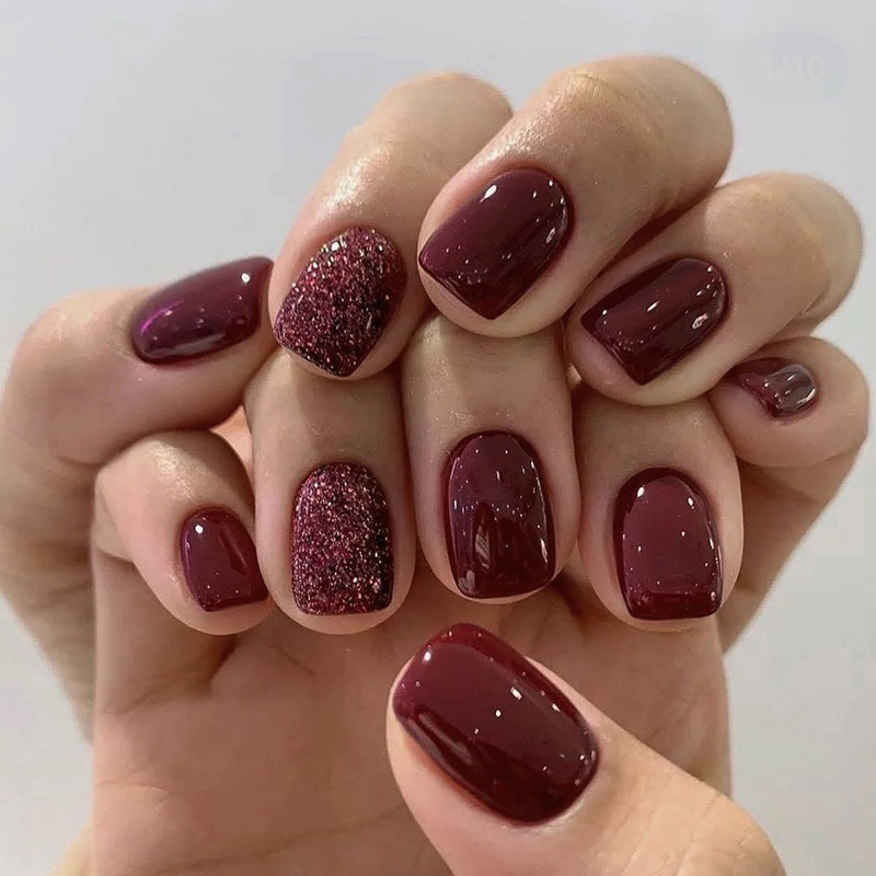 取り外し可能な偽の爪,24個,正方形と円形の短い爪,光沢のあ - Nail Art Fake のレビューと価格